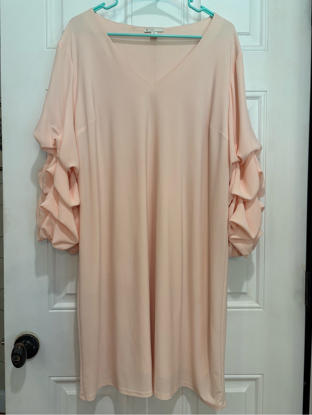Cato Blush Pink A-Line Dress With Ruffled Sleeves, Size XL